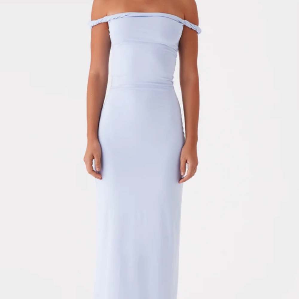 Arabella Twist Shoulder Maxi Dress - Blue